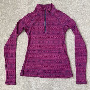 Eddie Bauer Quarter Zip Womens Small Purple Pink Knit Top Shirt Sweater Pullover